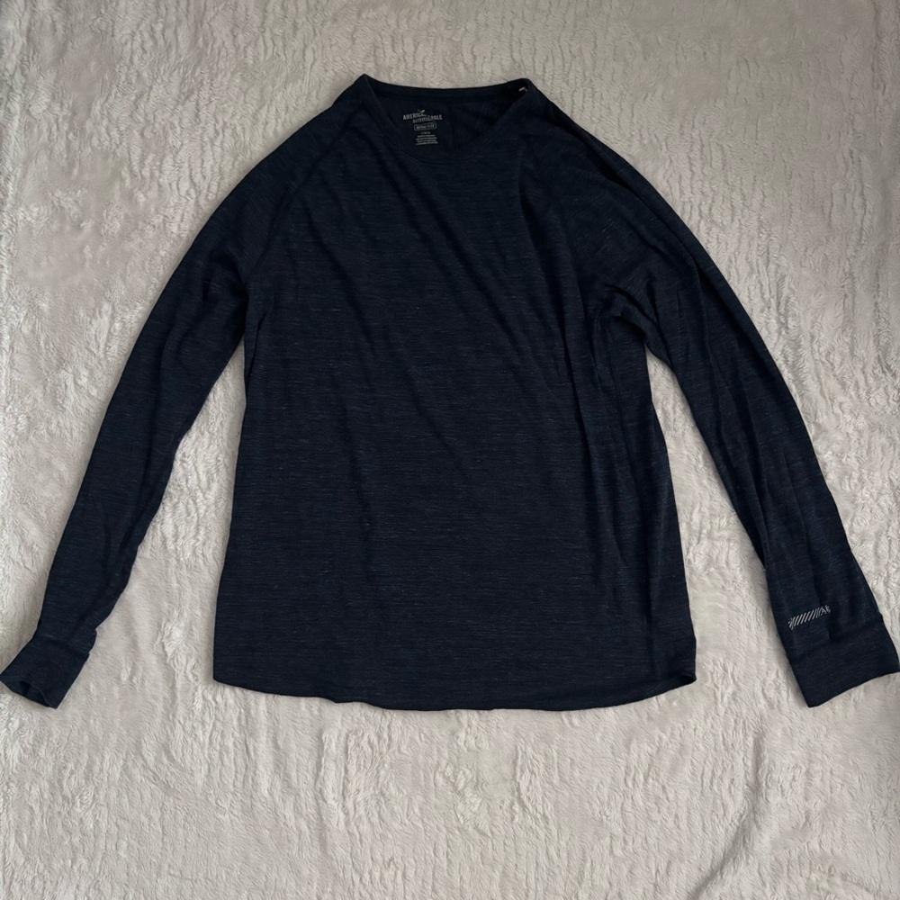 American Eagle Outfitters Active Flex Dark Blue Long Sleeve Tee
